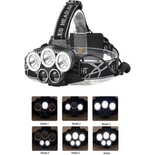 PS-016 USB Şarj Edilebilir 3000 Lümen 5 LED T6 Şarjlı Profesyonel Kafa Lambası ( Lisinya )