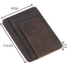 Westpolo Hakiki Eskitme Deri Mıknatıslı Unisex Kartlık - G6 Kahverengi