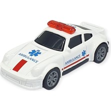 Çek Bırak Metal Küçük Arabalar 8 cm - SH40031 - Beyaz Ambulans Arabası (Lisinya)