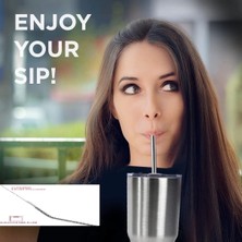 Çelik Pipet Paslanmaz Çelik Metal Meşrubat Pipeti ve Pipet Temizleme Fırçası Seti 5 Parça ( Lisinya )