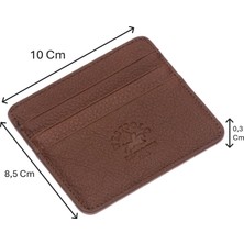 Westpolo Unisex Süper Slim Para Bölmeli Hakiki Deri Ince Kartlık Cüzdan 6 Bölmeli - Fındık