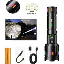 PS-9885 Profesyonel Zoomlu 50W Şarjlı Powerbank Avcı Polis El Feneri - Lisinya