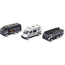 3'lü Iş Makinaları Road Seti - Die Cast - DS044 - Polis  (Lisinya)