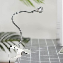 Klipsli Masa Lambası Beyaz Cob LED Işık Ayarlanabilir Başlık -1.5 Metre USB Kablo