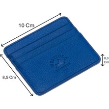 Westpolo Unisex Süper Slim Para Bölmeli Hakiki Deri Ince Kartlık Cüzdan 6 Bölmeli - Saks Mavi