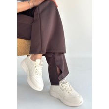 Yejja Bej Cilt Bağcıklı Spor Ayakkabı