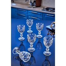 6'lı Cam Kahve Yanı Su Bardağı Seti,elmas Kesim Ayaklı Bardak Kristal