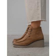 Durel Camel Süet Hakiki Deri Kadın Bot