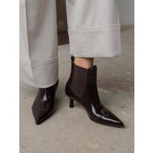 Kloyd Kahve Rugan Hakiki Deri Kadın Bot