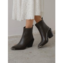 Asron Kahve Hakiki Deri Kadın Bot