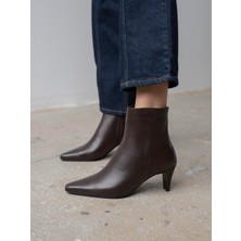 Voren Kahve Hakiki Deri Kadın Bot