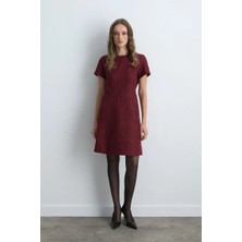 Gusto Kısa Kollu Tuvit Elbise - Bordo