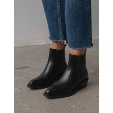 Konate Siyah Hakiki Deri  Bot