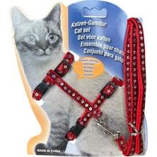 Pul Süslemeli Ayarlanabilir Parlak Kedi Gezdirme Boyun ve Göğüs Tasması Farklı Renk Seçenekleri
