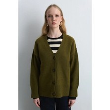 Gusto Yünlü Triko Hırka - Haki