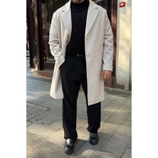 Erkek Regular Fit Düğmeli Cepli Kışlık Astarlı Klasik Uzun Kaşe Kaban