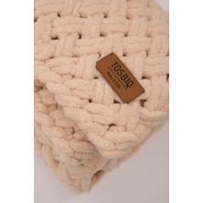 Bugula Alize Battaniye Panduf 2’li SET 100x100cm Bal Köpüğü Unisex Pofidik El Örgüsü Hediye Puffy Organik Sertifika