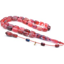 Hakan Turan Imzalı Kapsül Kesim Mavi Pembe Sıkma Kehribar Tesbih