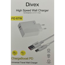 Divex DS-306 USB-A ve Type-C portlu 5A 67W 1M Kablolu Turbo Hızlı Şarj Adaptörü