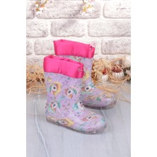 Fort 7061 Pembe Uniko Figürlü Içi Peluşlu Su Geçirmez Kız Çocuk Kar Yağmur Çizmesi