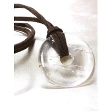 Doğal Kuvars Taşı Deri Kolye | Saflık ve Gücün Sembolü