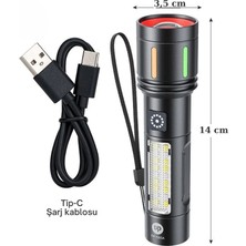 Gold Police GP-212 Şarjlı Metal El Feneri | 1000 Lümen Polis Feneri Çakarlı - Lisinya