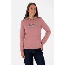 U.S. Polo Assn. Kadın Gül Kurusu Kapüşonlu Basic Sweatshirt 50307711-VR221