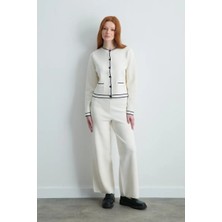 Gusto Biyeli Triko Hırka - Ekru