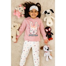 Çocuklar Için Göz Maskeli Karakter Baskılı %100 Pamuk  3 Lü Pijama Takımları