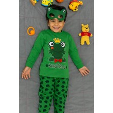 Çocuklar Için Göz Maskeli Karakter Baskılı %100 Pamuk  3 Lü Pijama Takımları