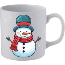 Tatlı Kardan Adamlı Beyaz Kupa Bardak Sevgiliye Hediye - Seramik Çay, Kahve Hediyelik Bardağı