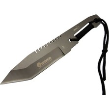 A13 Komple Metal Kamp Bıçak 23 cm - Tırtıklı, Ip Saplı, Kılıflı - Lisinya