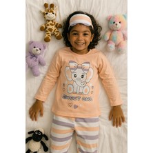 Çocuklar Için Göz Maskeli Karakter Baskılı %100 Pamuk  3 Lü Pijama Takımları