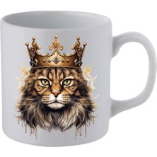 Kraliçe Kedili Beyaz Kupa Bardak Sevgiliye Hediye - Seramik Çay, Kahve Hediyelik Bardağı