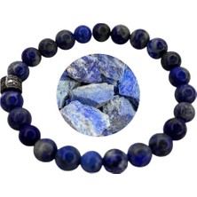 Lapis Lazuli Doğal Taş Bileklik, Sertifikalı Doğal Taş, Ayarlanabilir Lastikli Bileklik, Uniseks Bileklik