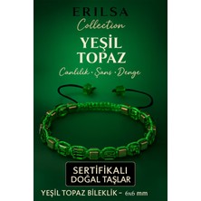 Sertifikalı Doğal Terahertz - Yeşil Topaz Taşı Bileklik - Canlılık ve Denge Taşı