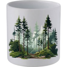 Ağaçlı Kulpsuz Kupa Bardak Doğum Günü Hediyeleri - Seramik Çay, Kahve, Su Hediyelik Bardağı