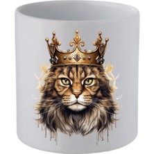 Kraliçe Kedili Kulpsuz Kupa Bardak Doğum Günü Hediyeleri - Seramik Kahve, Su Hediyelik Bardağı