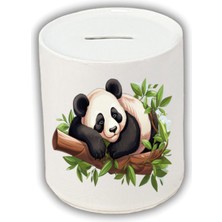 Daldaki Panda Temalı Kumbara - Seramik Para Biriktirme Kumbarası