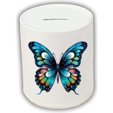 Mavi Kelebek Baskılı Kumbara - Para Biriktirme Kumbarası