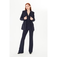 Pearl Kadın Lacivert Blazer Ceket, Yelek ve İspanyol Paça Pantolon Takım – Zarif Ofis Şıklığı & Güçlü Kadın Stili