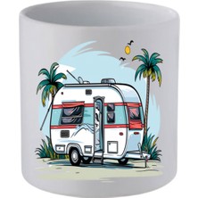 Karavanlı Kulpsuz Kupa Bardak Doğum Günü Hediyeleri - Seramik Kahve, Su Hediyelik Bardağı