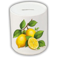 Limon Baskılı Kumbara - Seramik Para Biriktirme Kumbarası