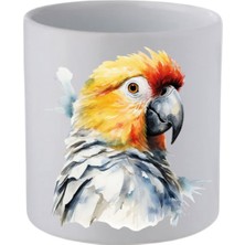 Sulu Boyalı Papağanlı Kulpsuz Kupa Bardak Doğum Günü Hediyeleri - Seramik Kahve, Su Hediyelik