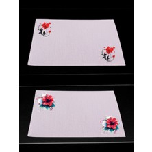Çiçek Teması Baskılı Mutfak Masası 2'li Keten Servis Bezi 28X40 cm Amerikan Servis