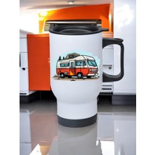 Karavanlı Kulplu Çelik Bardak Termos 450 ml