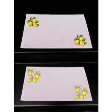 Limon Baskılı Mutfak Masası 2'li Keten Servis Bezi 28X40 cm Amerikan Servis