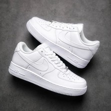 Nike Air Force 1 '07 Unisex Beyaz - Siyah Sneaker All White | Black - Klasik Deri Spor Ayakkabı