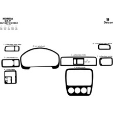 Honda Cr-V 4x4 Konsol-Torpido Kaplama 1997-2002 9 Parça Piano Black