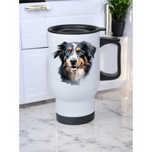 Gülen Köpek Baskılı Kulplu Çelik Bardak Termos 450 ml